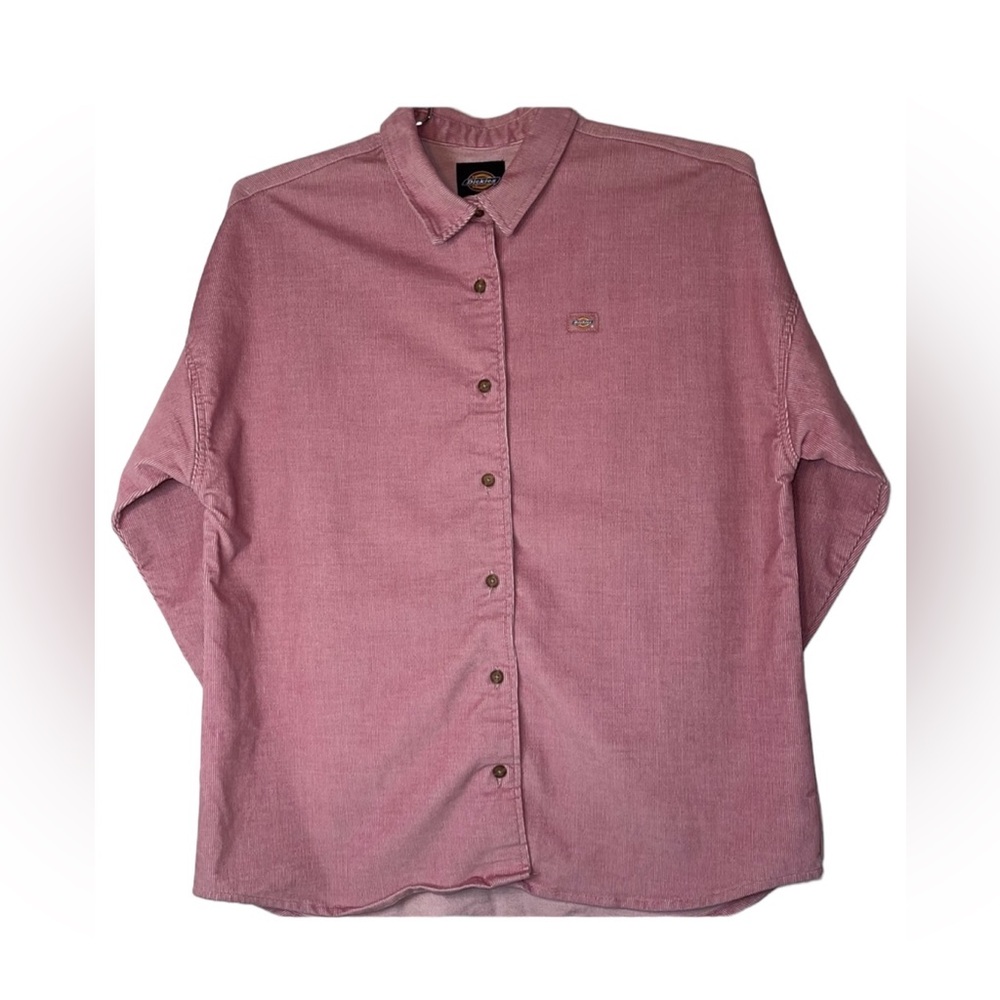 Dickies Women's Halleyville Oversized Corduroy Foxglove Button Up Shirt L NWOT